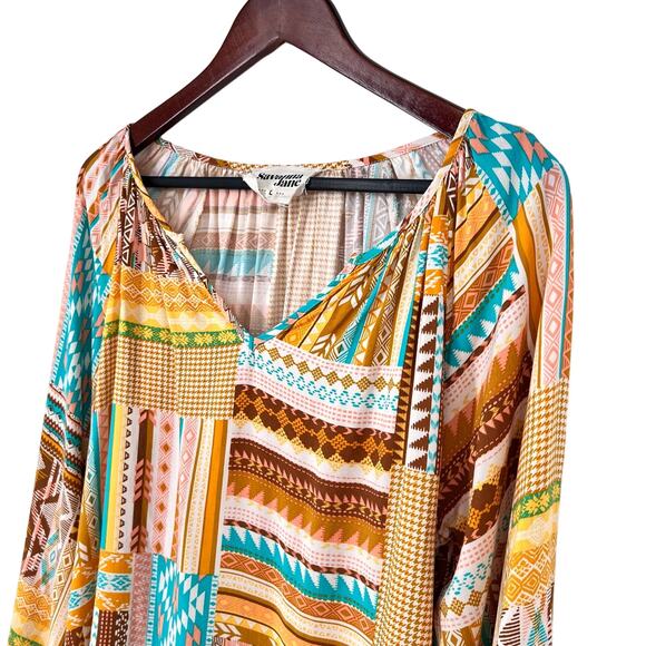 Anthropologie Savanna Jane Large Boho Blouse Shirt Top Boho Festival Tropical - Picture 5 of 9